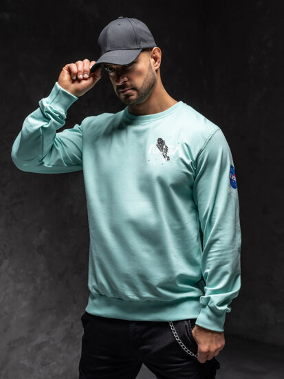 Herr Sweatshirt med tryck Mint Bolf 6476A1