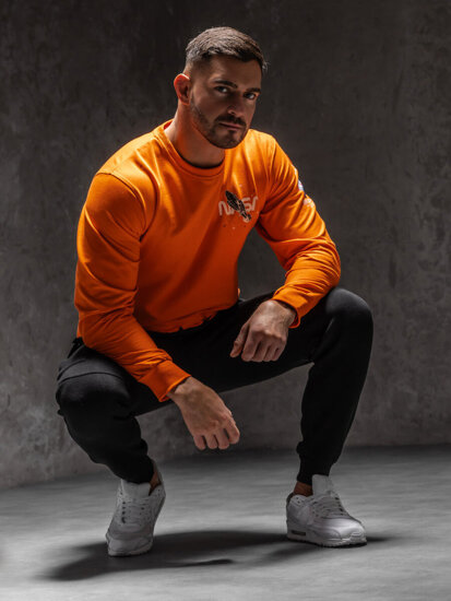 Herr Sweatshirt med tryck Orange Bolf 6476A1