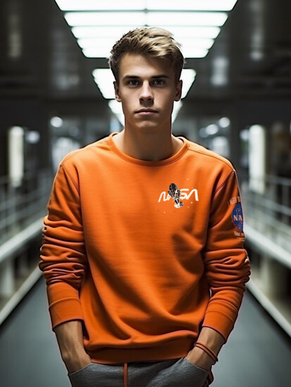 Herr Sweatshirt med tryck Orange Bolf 6476A1