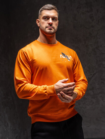 Herr Sweatshirt med tryck Orange Bolf 6476A1