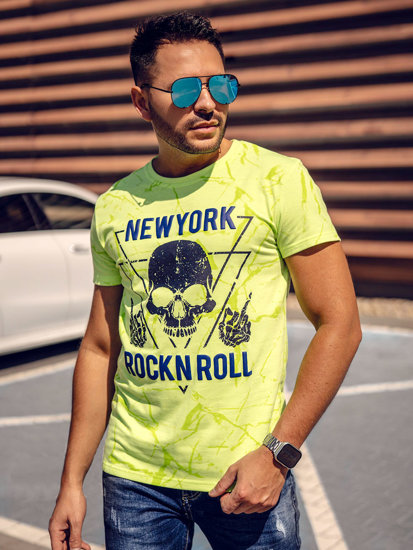 Herr T-shirt med tryck Grön-Neon Bolf Y70030A