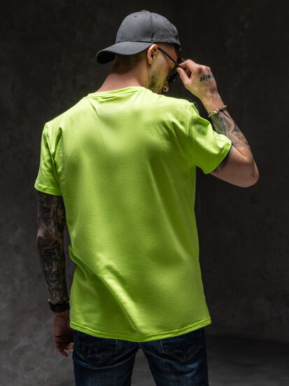 Herr T-shirt med tryck Grön-neon Y70011