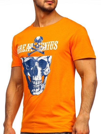 Herr T-shirt med tryck Orange Bolf Y70005