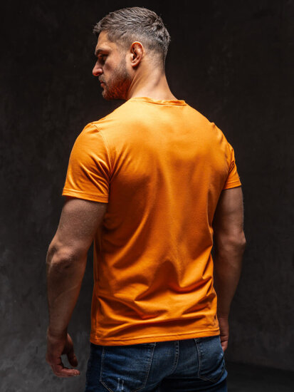 Herr T-shirt med tryck Orange Bolf Y70005