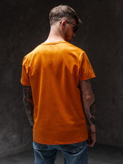 Herr T-shirt med tryck Orange Y70013