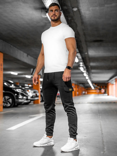 Herr Tjocka Cargo-joggers Svart Bolf JX8709A