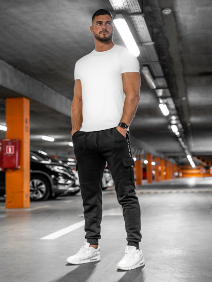 Herr Tjocka Cargo-sweatpants Svart Bolf JX9395A