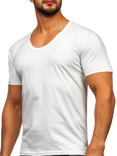 Herr V-ringad T-shirt Vit Bolf 9002