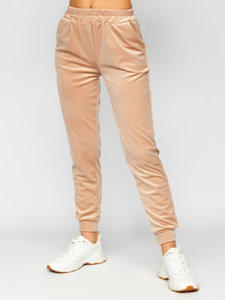 Dam 2-Delad Velour Träningsoverall Beige Bolf 643