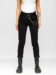 Dam High Waist Jeans med Bälte Svart Bolf LA689