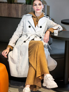 Dam Lång 2i1 Trenchcoat med bälte Beige Bolf AG3011