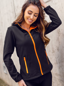 Dam Lättviktsjacka i softshell Svart-Orange Bolf HH018