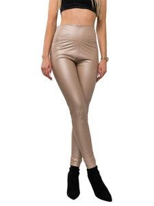 Dam Leggings i fuskskinn Beige Bolf 072