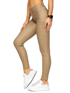 Dam Leggings i fuskskinn Beige Bolf DM850