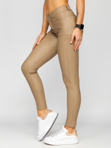 Dam Leggings i fuskskinn Beige Bolf DM850