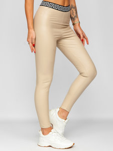 Dam Leggings i fuskskinn Beige Bolf MY16572