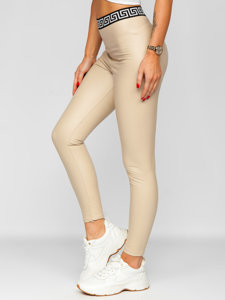 Dam Leggings i fuskskinn Beige Bolf MY16572