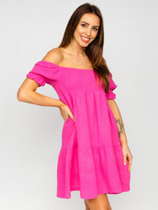 Dam Muslin Klänning med volang Fuchsia Bolf 12240