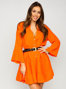 Dam Muslin Klänning med volang Orange Bolf A2160