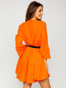 Dam Muslin Klänning med volang Orange Bolf A2160