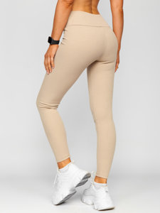 Dam Randiga Leggings Beige Bolf 020