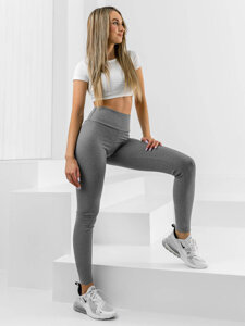 Dam Randiga Leggings Grå Bolf 10376