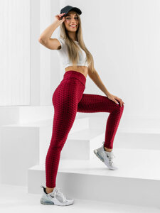 Dam Randiga Leggings Vinröd Bolf HL157