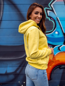 Dam Sweatshirt med känguruficka Gul-Neon Bolf W02B