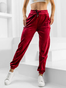 Dam Velour Sweatpants Vinröd Bolf HL241