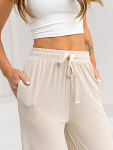 Dam Wide Leg Byxor Beige Bolf W7955