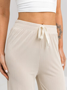 Dam Wide Leg Byxor Beige Bolf W7956