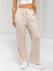 Dam Wide Leg Byxor Beige Bolf W7958