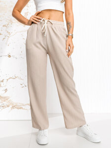 Dam Wide Leg Byxor Beige Bolf W7960