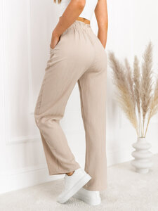 Dam Wide Leg Byxor Beige Bolf W7961