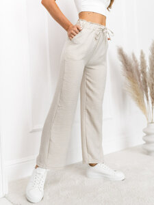 Dam Wide Leg Byxor Beige Bolf W7966