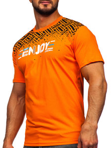 Herr Bomulls T-shirt med tryck Orange Bolf 14720