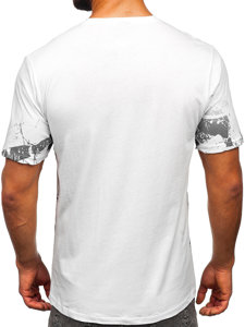 Herr Bomulls T-shirt med tryck Vit Bolf 14766