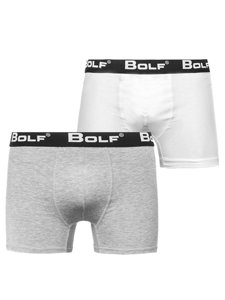 Herr Boxershorts Vit-Grå Bolf 0953-2P 2 PACK