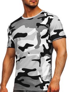 Herr Camo Bomulls T-shirt med tryck Ljusgrå 14930