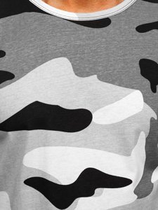 Herr Camo Bomulls T-shirt med tryck Ljusgrå 14930