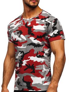 Herr Camo T-shirt Grå-Vinröd Bolf S807