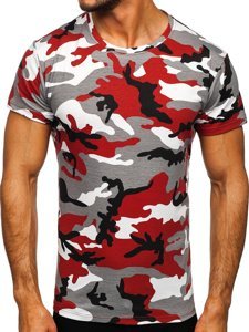 Herr Camo T-shirt Grå-Vinröd Bolf S807