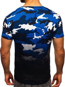 Herr Camo T-shirt med tryck Blå Bolf S808