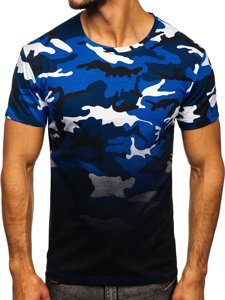 Herr Camo T-shirt med tryck Blå Bolf S808