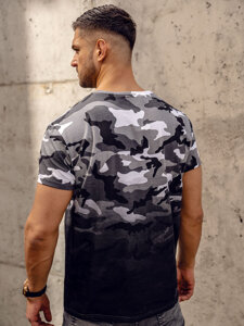 Herr Camo T-shirt med tryck Grå Bolf S808A1