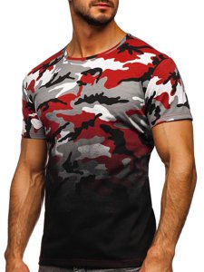 Herr Camo T-shirt med tryck Grå-Vinröd Bolf S808