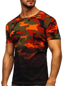 Herr Camo T-shirt med tryck Grön-Orange Bolf S808