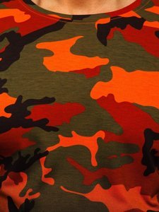 Herr Camo T-shirt med tryck Grön-Orange Bolf S808