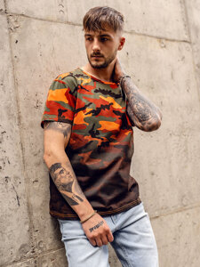 Herr Camo T-shirt med tryck Grön-Orange Bolf S808A1