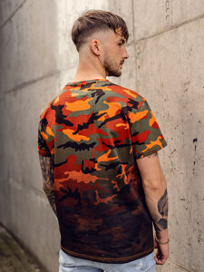 Herr Camo T-shirt med tryck Grön-Orange Bolf S808A1